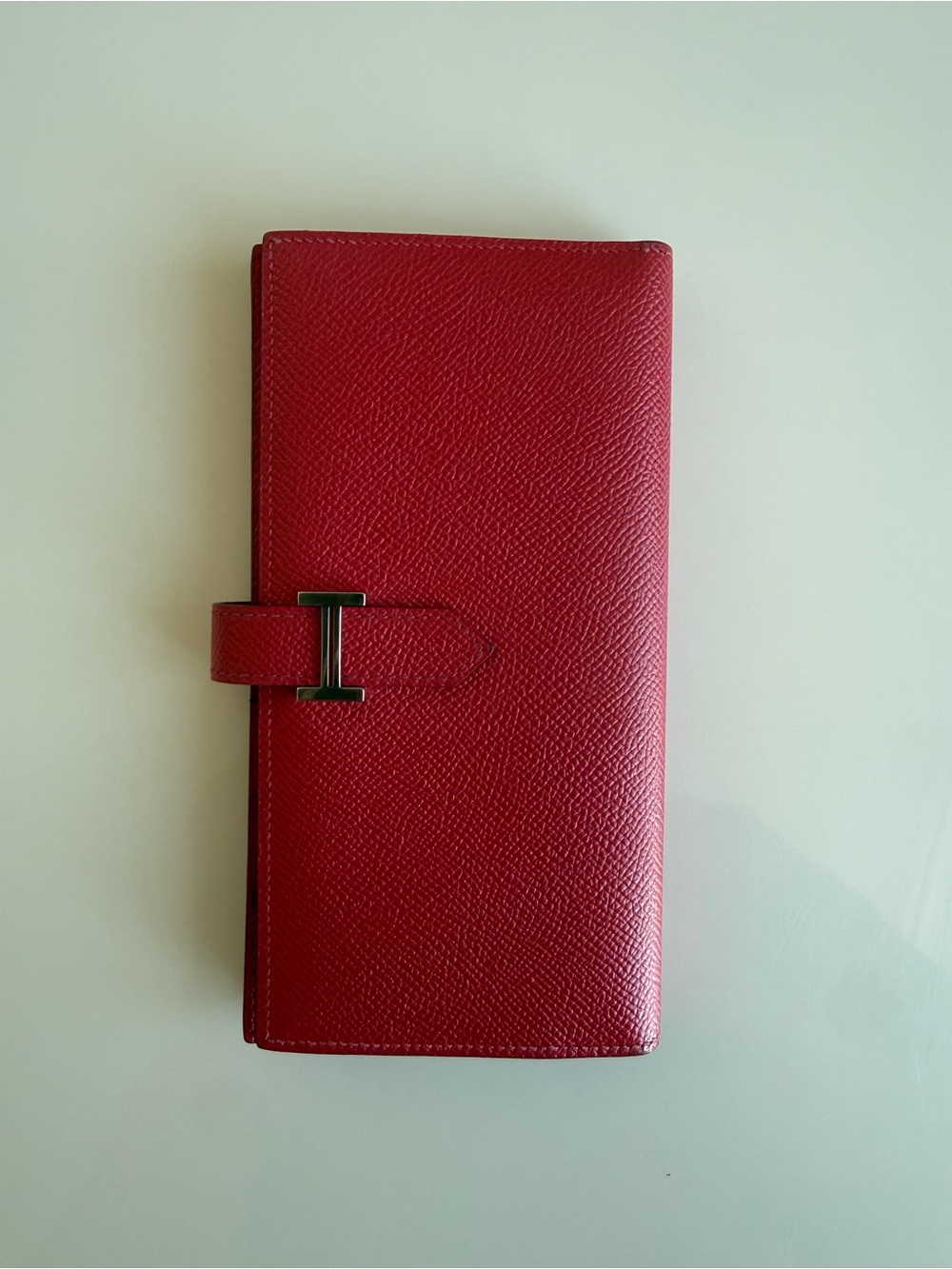 Hermes Pink Leather Wallet with Silver 'H' Hardware
